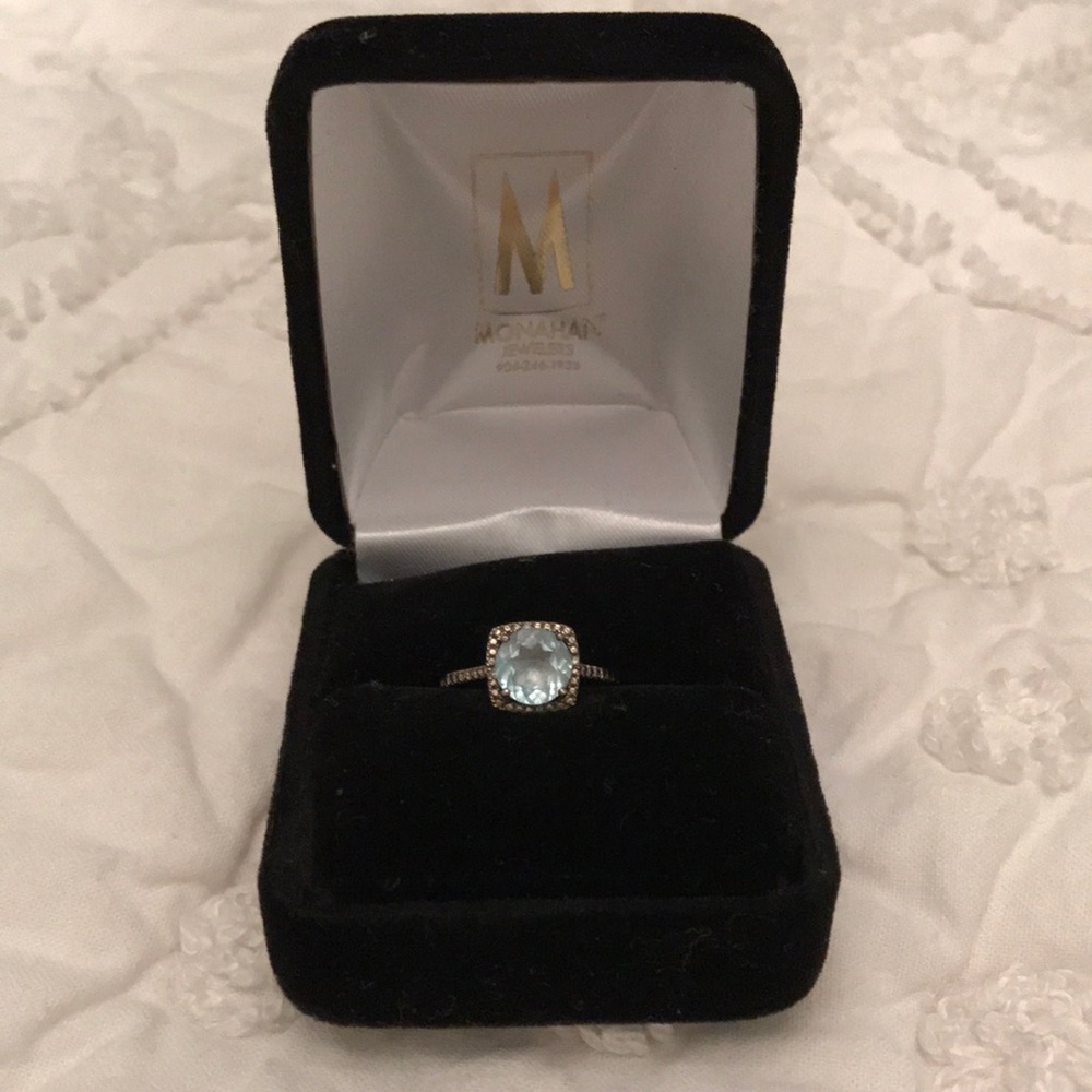 Blue Topaz & Diamond Ring